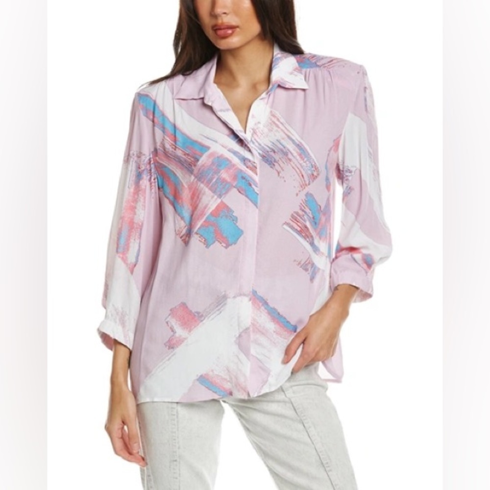 NWT Iro Anjeli Shirt Mulitcolor Light Ivory Pink